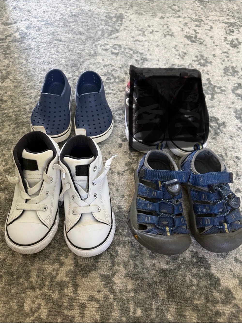 Bundle of 3 toddler size 8 shoes converse high Top, keen sandal, native miles